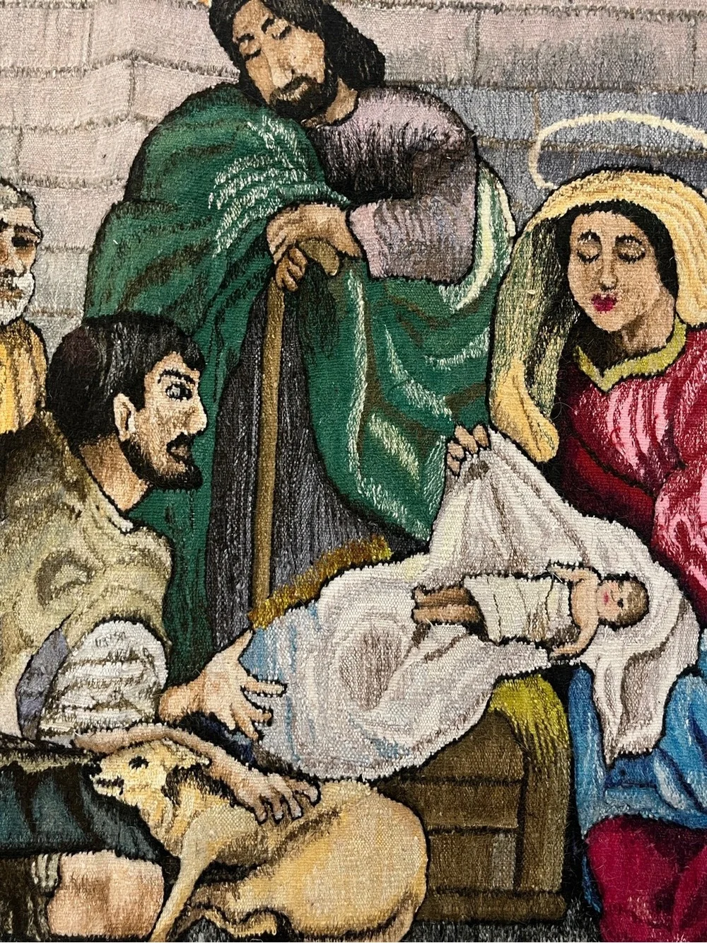 Handwoven Nativity Scene Tapestry Wall Hanging in Multi-Color